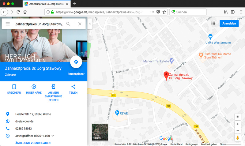 Screenshot des Eintrags bei „google maps“